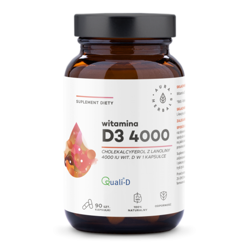 Witamina D3 4000 IU 90 kapsułek Aura Herbals