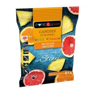 Cukierki multiwitamina o smaku cytrusowym ze stewią bez dodatku cukru 50 g Pure&Good