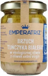 Brzuch tuńczyka białego w ekologicznej oliwie z oliwek extra virgin 145g/95g Emperatriz
