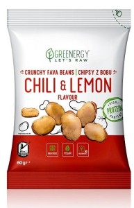 Chipsy z bobu chili z cytryną z 60 g GREENERGY