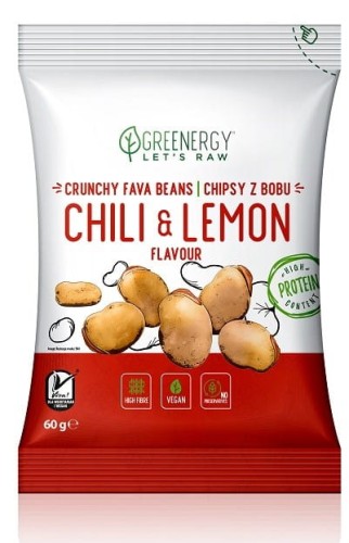 Chipsy z bobu chili z cytryną z 60 g GREENERGY