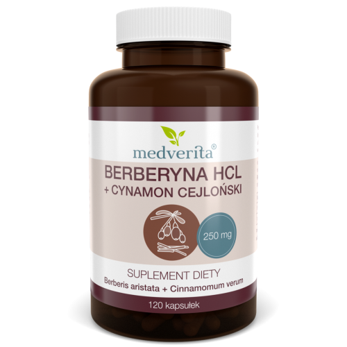 Berberyna HCL + Cynamon cejloński 120 kapsułek/54g Medverita
