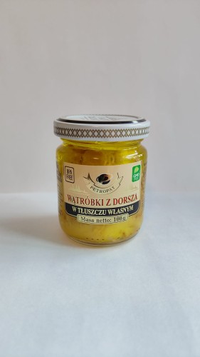 Wątróbki z dorsza w tłuszczu własnym szkło 100g Baltijos Delikatesai