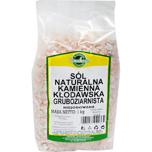 Sól kłodawska różowa GRUBA naturalna kamienna 1kg SMAKOSZ
