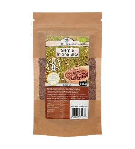 Len brązowy siemię BIO 350g Pięć Przemian