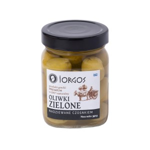 Oliwki zielone greckie nadziewane czosnkiem 350g/210g IORGOS