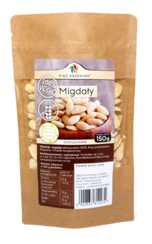 Migdały blanszowane bezglutenowe 150g Pięć Przemian 