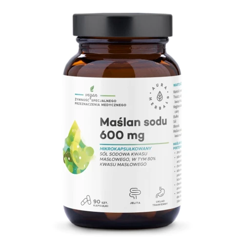 Maślan sodu mikrokapsułkowany 90 kapsułek 600mg AuraHerbals