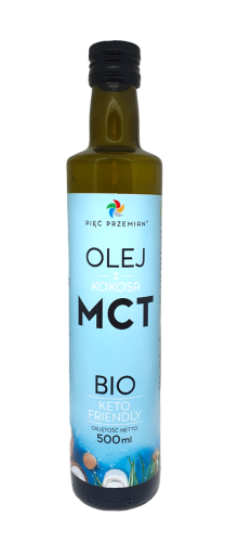 Olej MCT kokosowy BIO bezglutenowy DUŻY 500ml Pięć Przemian