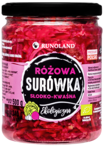 Surówka z kapusty RÓŻOWA słodko-kwaśna BIO 500g/340g Runoland