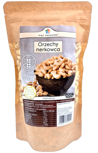 Orzechy nerkowca nieprażone bezglutenowe 500g Pięć Przemian