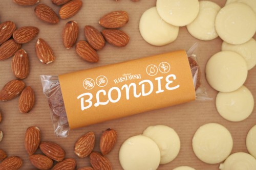 Baton BLONDIE z białą czekoladą bez dodatku cukru 50g Baton Warszawski 