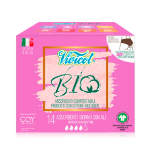 Podpaski na dzień z organicznej bawełny niebielone chlorem kompostowalne 14szt Vivicot BIO