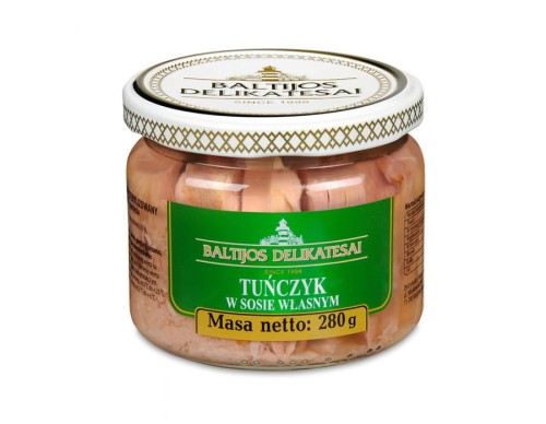 Tuńczyk w sosie własnym szkło  280 g Baltijos Delikatesai