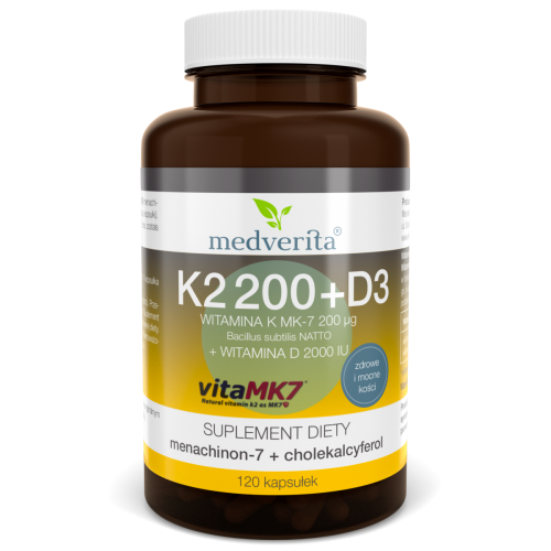 Witamina D3 2000 IU+K2 MK7 200 µg 120 kaps/32,4g Medverita