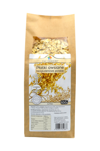 Płatki owsiane bezglutenowe polskie JUMBO 500g Pięć Przemian