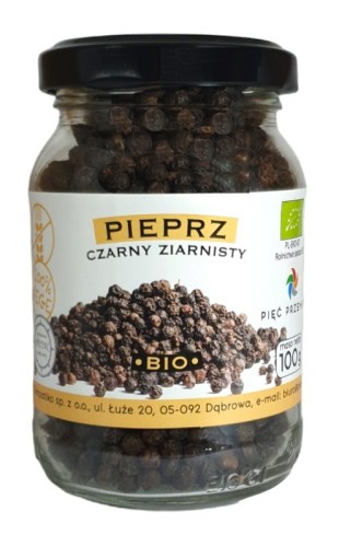 Pieprz czarny ziarno BIO bezglutenowy 100 g Pięć Przemian