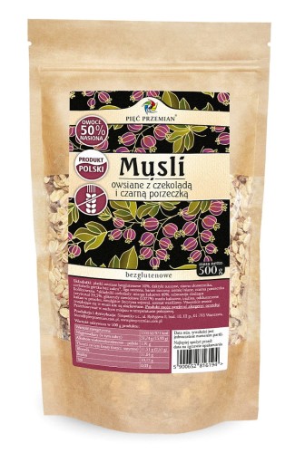 Musli owsiane bezglutenowe czarna porzeczka i czekolada 500g Pięć Przemian