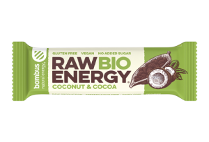 Baton Raw Energy BIO kokosowo-kakaowy bezglutenowy 50g Bombus