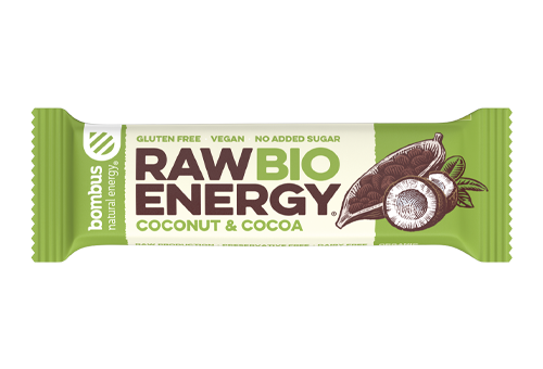 Baton Raw Energy BIO kokosowo-kakaowy bezglutenowy 50g Bombus