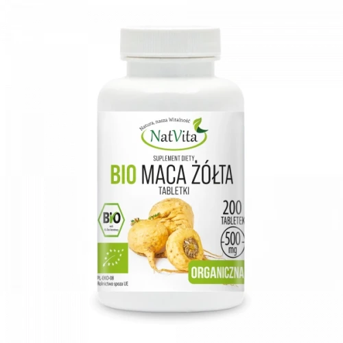 Maca żółta kapsułki 200 sztuk 500mg BIO Nat Vita