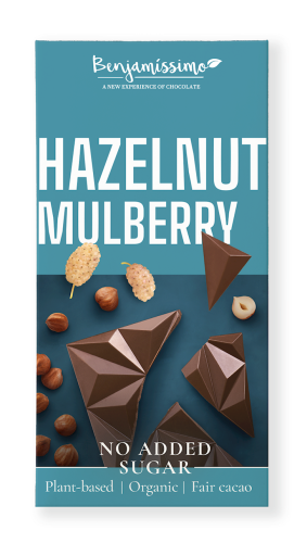 Czekolada KETO orzechy laskowe z morwą wegańska bez dodatku cukru BIO 60g Benjamissimo