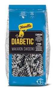 Makaron LOW CARB z czarną soczewicą świderki Diabetic 250g Novelle
