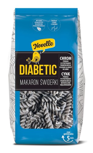 Makaron LOW CARB z czarną soczewicą świderki Diabetic 250g Novelle