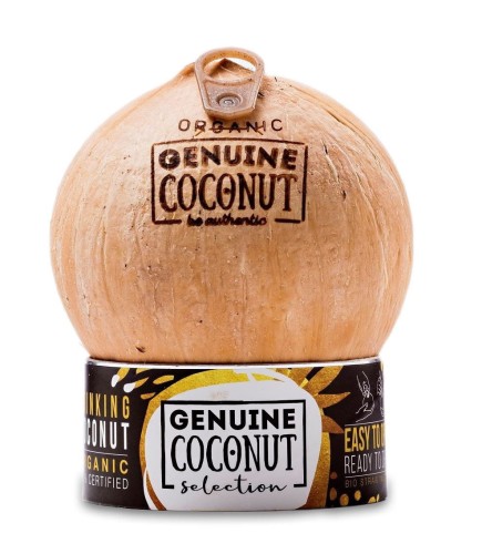 Kokos z zawleczką i słomką do picia BIO 0,5kg Genuine Coconut