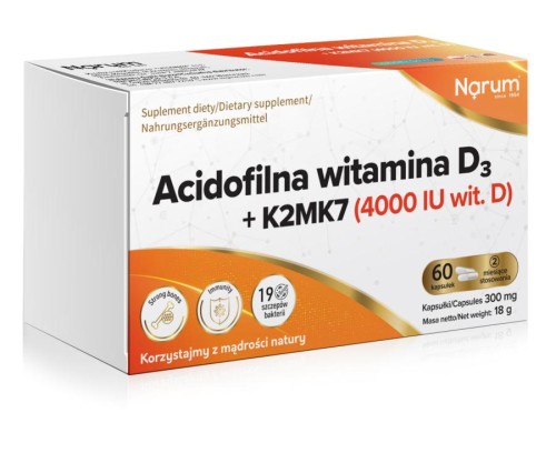 Probiotyk Wit D3+K2MK7 acidofilna+probiotyk 60kapsułek Narum