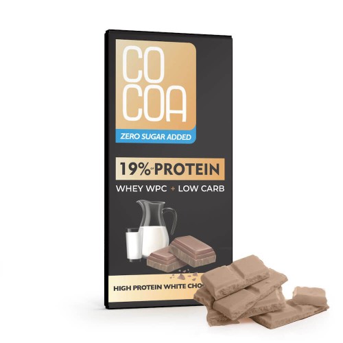 Czekolada KETO biała proteinowa z WPC BIO 65g COCOA RAW