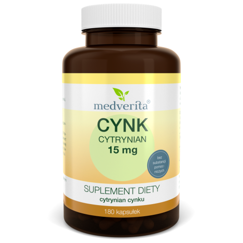Cynk cytrynian 15mg 180kaps/50,4g  Medverita