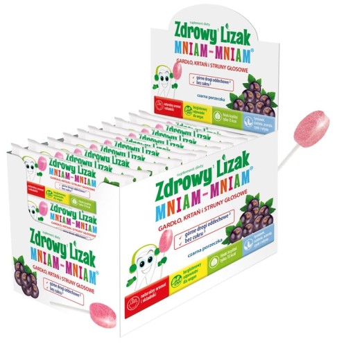Zdrowy lizak o smaku porzeczki na gardło krtań i struny głosowe bez cukru 6g Starpharma