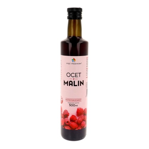 Ocet z malin niepasteryzowany bezglutenowy 500ml Pięć Przemian