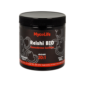 Reishi grzyb witalny ekstrakt bez glutenu BIO 100g  MycoLife