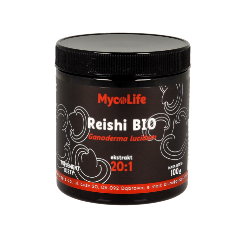 Reishi grzyb witalny ekstrakt bez glutenu BIO 100g  MycoLife