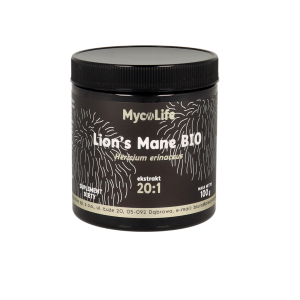 Lion's Mane Soplówka jeżowata grzyb witalny ekstrakt bez glutenu BIO 100g MycoLife