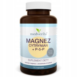 Magnez cytrynian + B6 (P-5-P) 100 kaps/82,5g Medverita