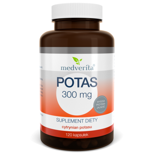Potas cytrynian 300mg 120 kapsułek/112g Medverita