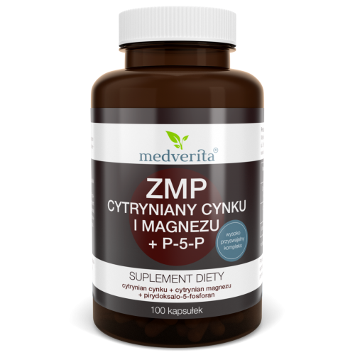  ZMP Magnez+Cynk+B6 (P-5-P) Cytryniany 100 kaps/91,8g Medverita 