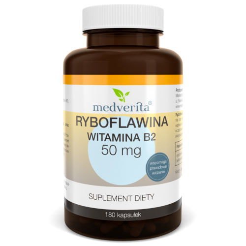 Witamina B2 ryboflawina 50mg 180 kapsułek/39,6g Medverita