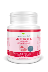 Acerola ekstrakt 25% witaminy C 250g Medverita