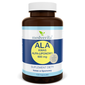 Kwas ALA ALFA - liponowy 600 mg 100 kapsułek /72g Medverita
