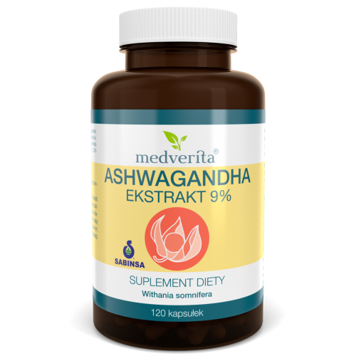  Ashwagandha ekstrakt 9% 500 mg 120 kaps/72g Medverita