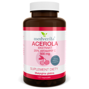 Acerola ekstrakt 25% witaminy C 120kaps/72g Medverita