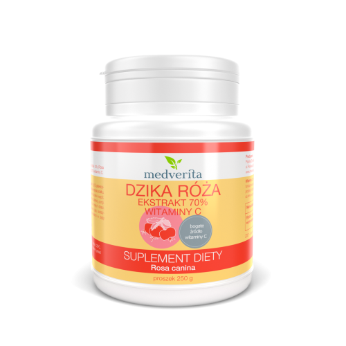 Dzika róża ekstrakt 70% witaminy C proszek 250g  Medverita