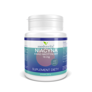 Witamina B3 Niacyna 16mg kwas nikotynowy 250g Medverita