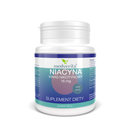 Witamina B3 Niacyna 16mg kwas nikotynowy 250g Medverita