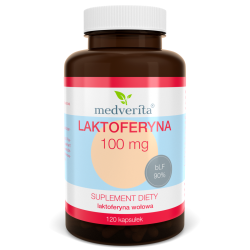 Laktoferyna 100 mg 90% wołowa 120kaps/45,2g Medverita