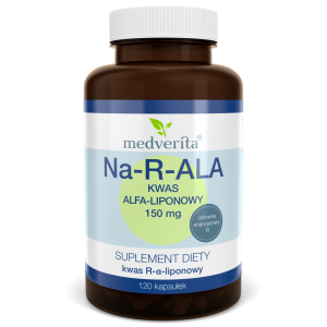 Kwas alfa-liponowy  Na-R-ALA 150 mg 120 kapsułek/33,6g Medverita